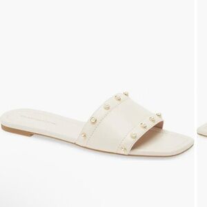 Stuart Weitzman Ivory Pearl Studded Sandals